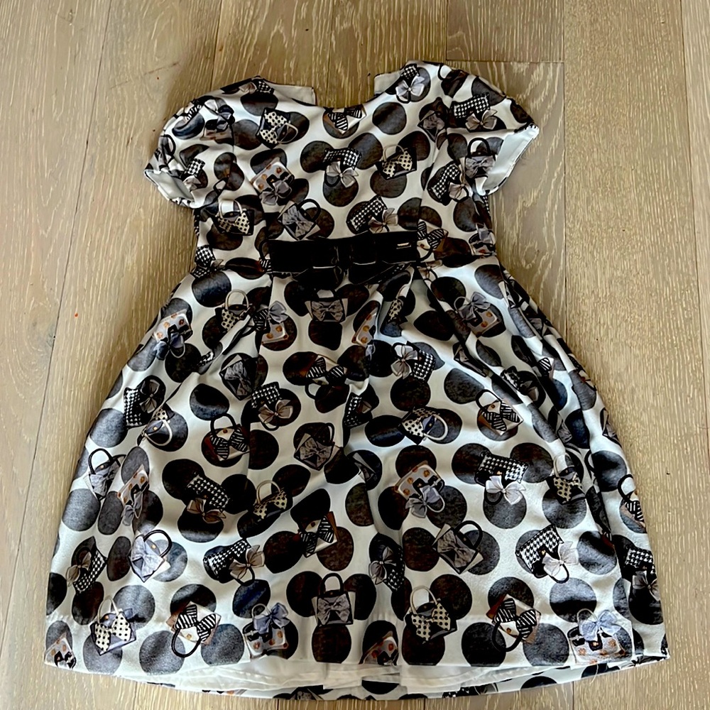 Gray and white dress with mini purses drawn on it. Briefly worn.
